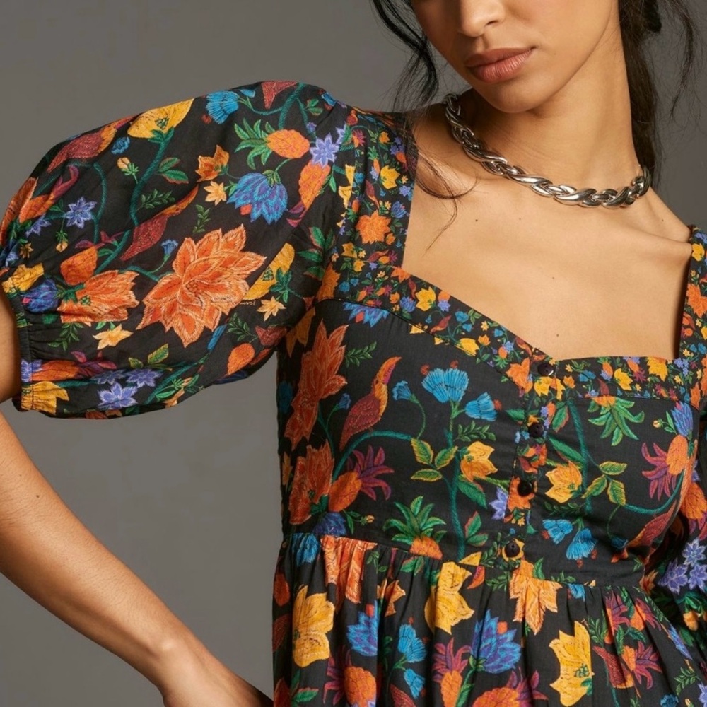 Farm Rio Floral Puff Sleeve Dress, small